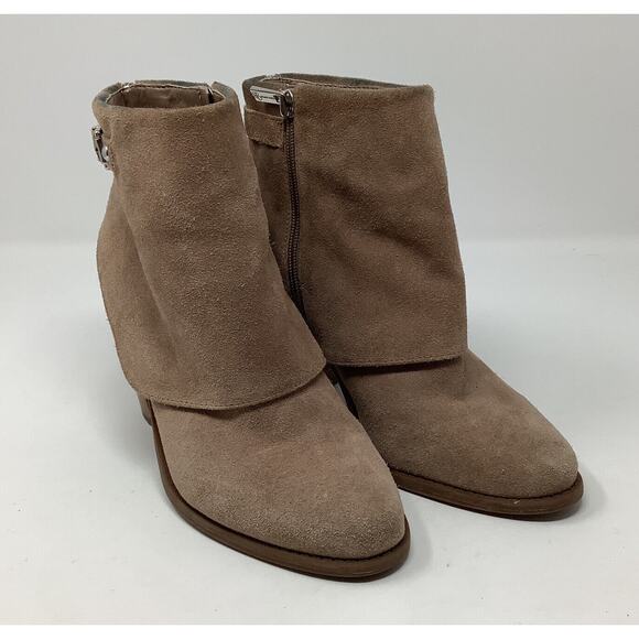 Jessica Simpson Shoes - Jessica Simpson Cassley Womens 7.5 Beige Suede Ankle Boots Booties Side Zip Heel